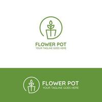Blume Logo Vektor Design mit Grün Linie Stil