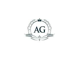 typografisch ag feminin Krone Logo, einzigartig ag ga Kreis Brief Logo Design vektor