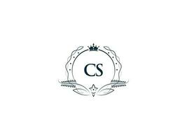 minimal cs Logo Symbol, kreativ feminin Krone cs sc Brief Logo Bild Design vektor