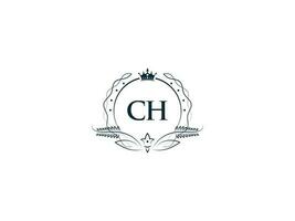 minimal CH Logo Symbol, kreativ feminin Krone CH hc Brief Logo Bild Design vektor