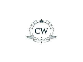 minimal cw Logo Symbol, kreativ feminin Krone cw Toilette Brief Logo Bild Design vektor