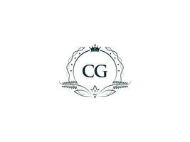 minimal cg Logo Symbol, kreativ feminin Krone cg gc Brief Logo Bild Design vektor