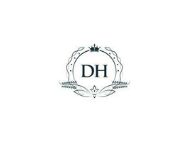 Initiale dh feminin Logo, kreativ Luxus Krone dh hd Brief Logo Symbol vektor