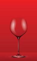 realistisches Weinglas auf rotem Hintergrund - Vektor