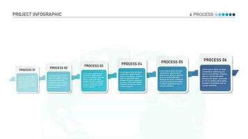 horizontal Zeitleiste oder Flussdiagramm mit sechs Platz Elemente und Raum zum Daten. Konzept von 6 aufeinanderfolgend Schritte von Unternehmen Verfahren. vektor