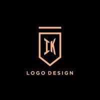 ich k Monogramm Initiale mit Schild Logo Design Symbol vektor