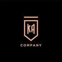 ka Monogramm Initiale mit Schild Logo Design Symbol vektor