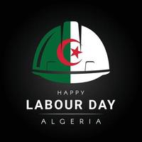 glücklicher arbeitstag mit helmbedruckter algerienflagge vektor