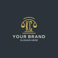 kc Initiale mit Rahmen von Gerechtigkeit Logo Design Vorlage, Luxus Gesetz und Rechtsanwalt Logo Design Ideen vektor