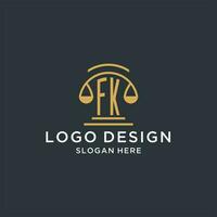 fk Initiale mit Rahmen von Gerechtigkeit Logo Design Vorlage, Luxus Gesetz und Rechtsanwalt Logo Design Ideen vektor