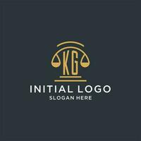 kg Initiale mit Rahmen von Gerechtigkeit Logo Design Vorlage, Luxus Gesetz und Rechtsanwalt Logo Design Ideen vektor