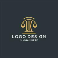 Storbritannien första med skala av rättvisa logotyp design mall, lyx lag och advokat logotyp design idéer vektor