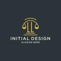 ll Initiale mit Rahmen von Gerechtigkeit Logo Design Vorlage, Luxus Gesetz und Rechtsanwalt Logo Design Ideen vektor
