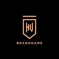 hv Monogramm Initiale mit Schild Logo Design Symbol vektor