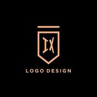 ix Monogramm Initiale mit Schild Logo Design Symbol vektor