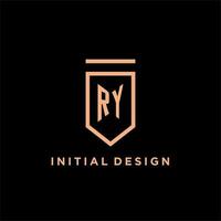 ry Monogramm Initiale mit Schild Logo Design Symbol vektor