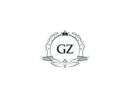 minimal Brief gz Logo Krone Symbol, Prämie Luxus gz zg feminin Brief Logo Symbol vektor