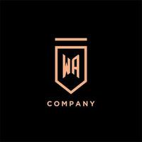 wa Monogramm Initiale mit Schild Logo Design Symbol vektor