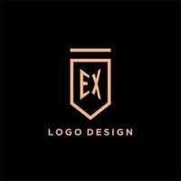 Ex Monogramm Initiale mit Schild Logo Design Symbol vektor