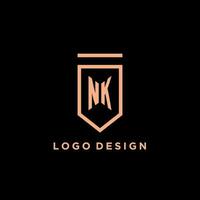 nk Monogramm Initiale mit Schild Logo Design Symbol vektor