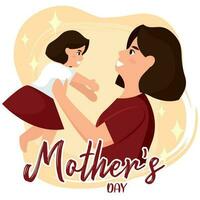süß Mutter umarmen ihr Tochter glücklich Mutter Tag Vektor Illustration