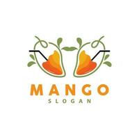 mango logotyp, frukt design enkel minimalistisk stil, frukt juice vektor, ikon symbol illustration vektor