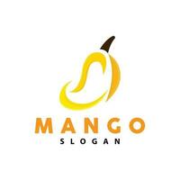 mango logotyp, frukt design enkel minimalistisk stil, frukt juice vektor, ikon symbol illustration vektor