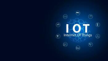 abstrakt teknologi trogen begrepp internet av saker digital cirkel iot ikon infographic på modern blå bakgrund vektor