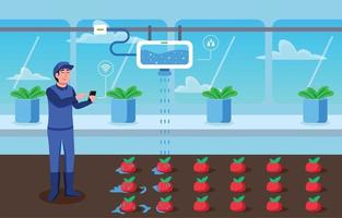 smart integrerad trädgård och jordbruksteknik vektor