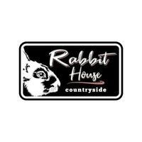 Hase Hase Zuhause Kopf Etikette Emblem Vektor Design, zum Hotel, Miete Haus Etikette