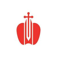 Apfel Schwert Schlacht modern kreativ Logo vektor