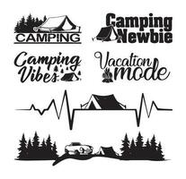 Camping t Hemd Design bündeln, Zitate Über Camping, Abenteuer, draussen, Camping t Shirt, wandern, Camping Typografie t Hemd Design Sammlung vektor