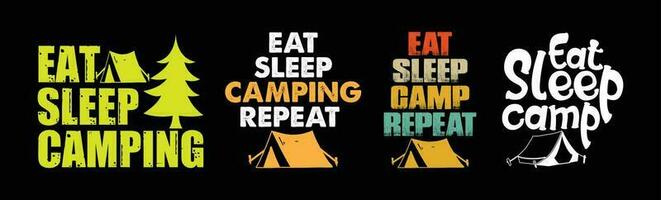 Camping t Hemd Design bündeln, Zitate Über Camping, Abenteuer, draussen, Camping t Shirt, wandern, Camping Typografie t Hemd Design Sammlung vektor