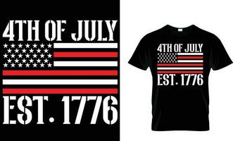 4th juli USA självständighetsdagen t-shirt design vektor