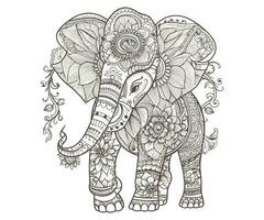 söt elefant färg bok sida för barn vektor
