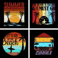 Sommer- T-Shirt Design, Hallo Sommer, das Strand ist Berufung und ich Muss gehen vektor
