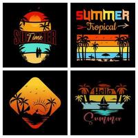 Sommer- T-Shirt Design, Hallo Sommer, Sommer- tropisch, Sommer- Zeit vektor