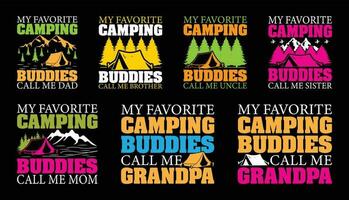 Camping t Hemd Design bündeln, Zitate Über Camping, Abenteuer, draussen, Camping t Shirt, wandern, Camping Typografie t Hemd Design Sammlung vektor