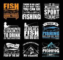 fiske t skjorta design bunt, citat handla om fiske, fiske t skjorta, fiske typografi t skjorta design samling vektor