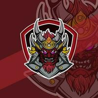 på i japansk hjälm armén esport maskot logotyp illustrationer vektor mall design för team spel banderoll