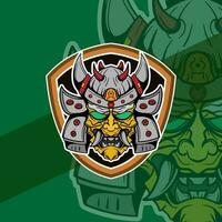 oni japanisch Helm Heer Esport Maskottchen Logo Abbildungen Vektor Vorlage Design zum Mannschaft Spiel Streamer