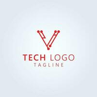 brev v tech logotyp design stock vektor bild