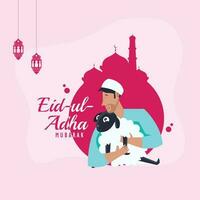 eid-ul-adha social media baner med mörk rosa moské bakgrund. vektor