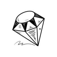 hand dragen klotter diamant, Ädelsten ikon, vektor illustration.