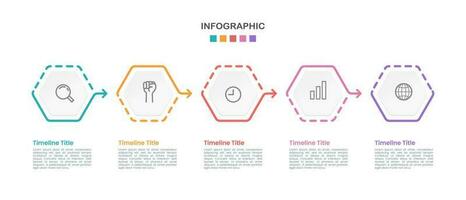 Infografik Zeitleiste 5 Optionen zu Erfolg. Vektor Illustration.