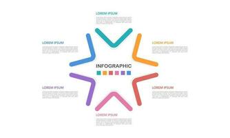 Star Infografik Vorlage 6 Schritte oder Optionen zu Erfolg. Vektor Illustration.