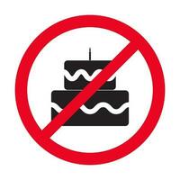 Nein Geburtstag Kuchen eben Symbol Vektor.rot Verbot unterzeichnen. es ist verboten Süss Nachtisch. Gesundheit Konzept Illustration vektor