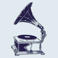 retro Grammophon - - Jahrgang Musik- Spieler im Bronze- Hand Zeichnung skizzieren vektor