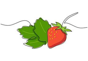 Erdbeere kontinuierlich einer Linie Zeichnung, Obst Vektor Illustration.