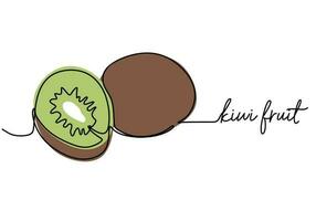 kiwi kontinuerlig ett linje teckning, frukt vektor illustration.